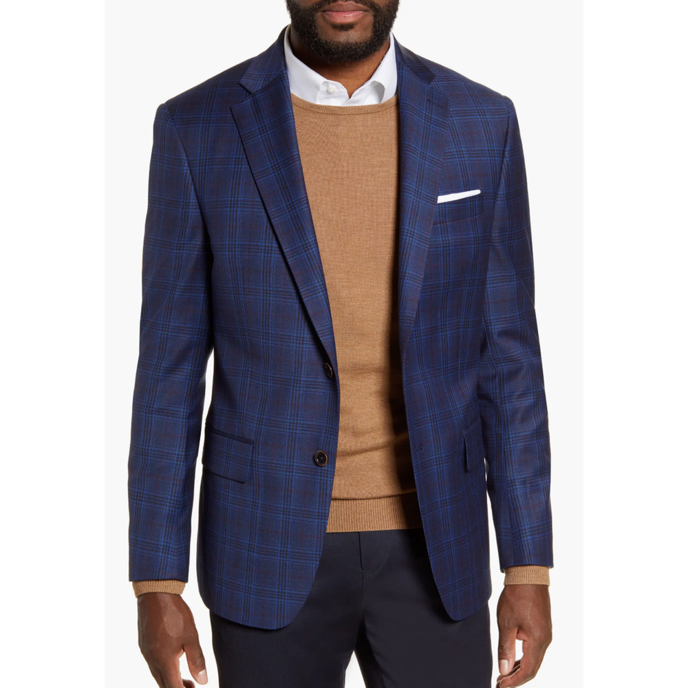 HART SCHAFFNER MARX NEW YORK CLASSIC FIT PLAID WOOL SPORT COAT BLAZER JACKET 48R
